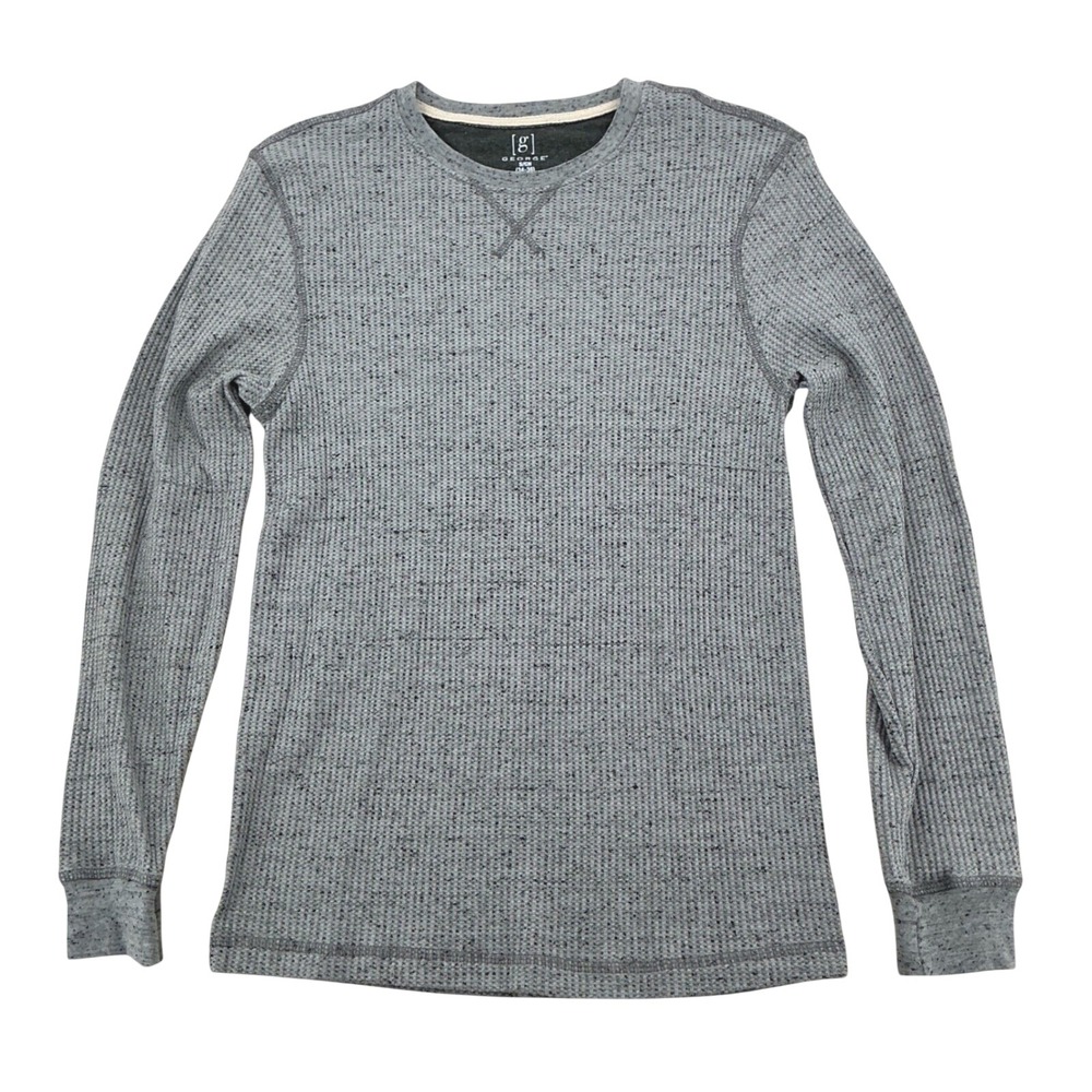 George Heavyweight Thermal Shirt Mens S Grey Waffle Knit Long Sleeve Base Layer